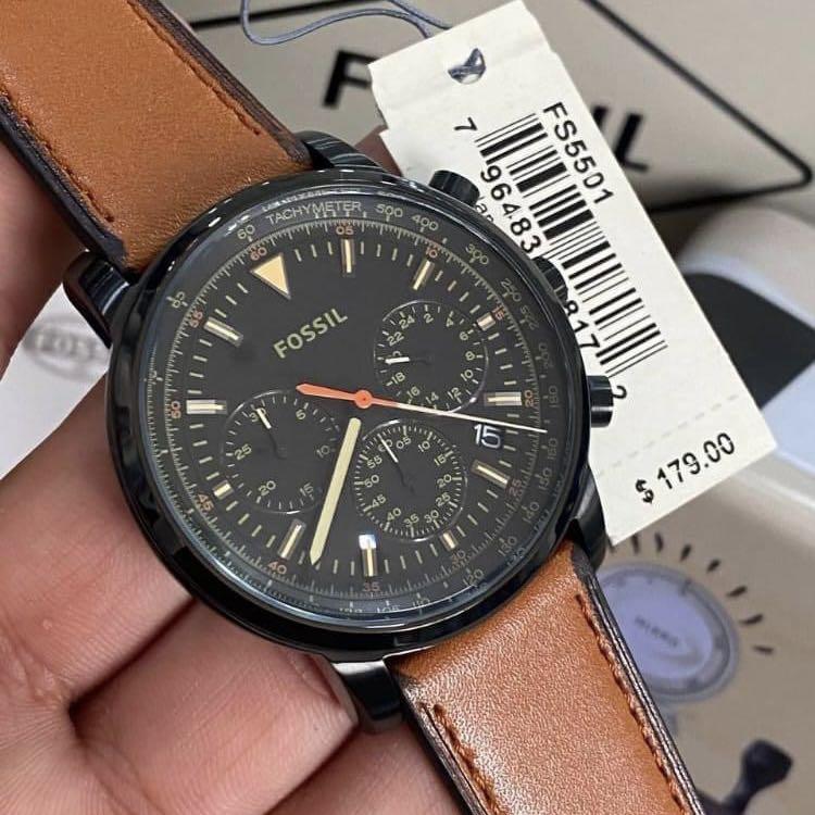 Goodwin chronograph luggage leather watch discount