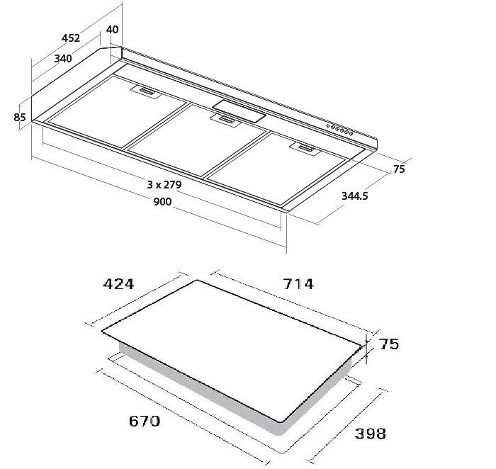 Carysil Granite sink // Hood and induction hob // Composite granite