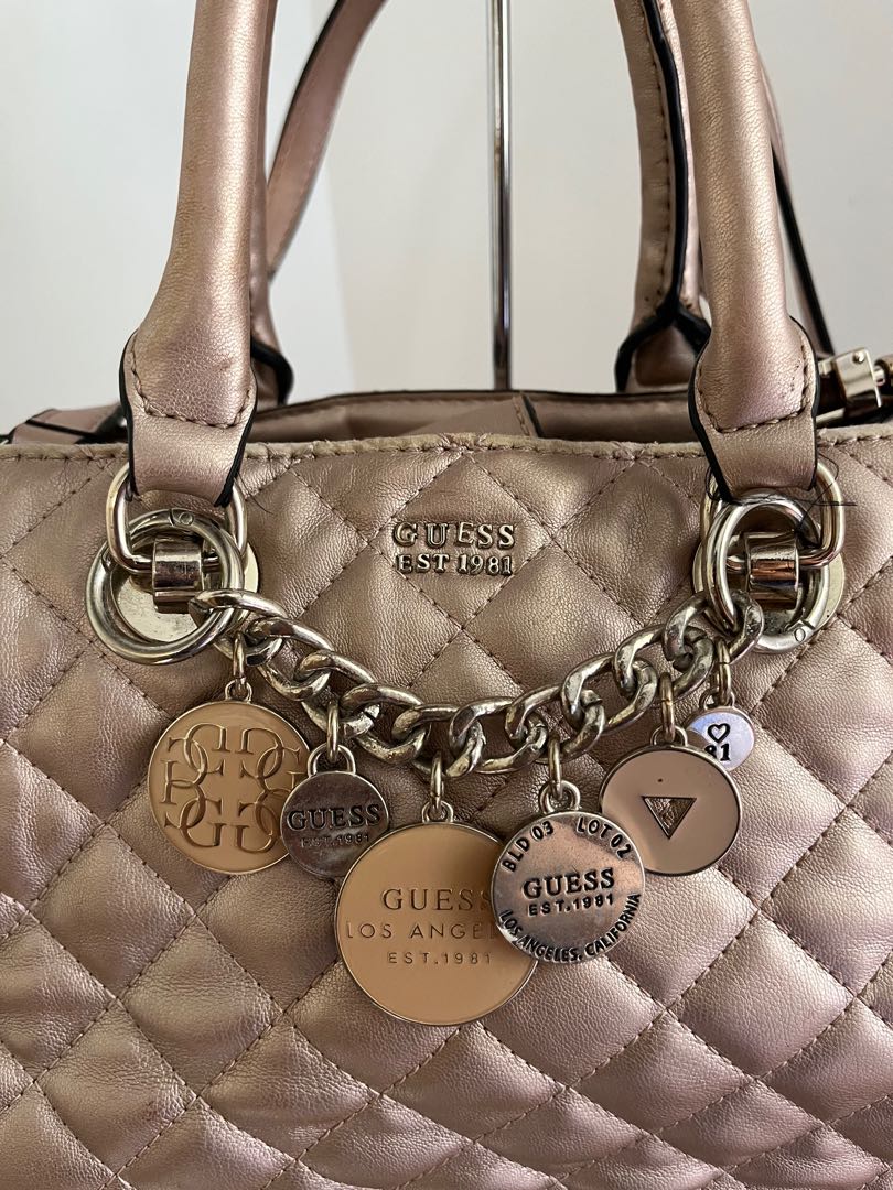 GUESS By Marciano Clear Patterned Golden Bronze Mini Tote Small Handbag For Sale Online