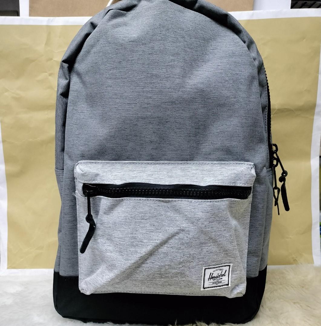 HERSCHEL BACKPACK IN MEDIUM GRAY WITH BLACK Men s Fashion Bags Backpacks on Carousell
