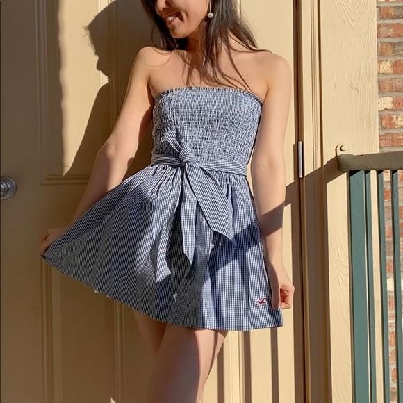 Hollister blue and shop white striped dress