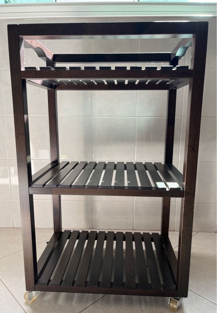 Ikea 3 tier wooden trolley, Furniture & Home Living, Furniture, Shelves