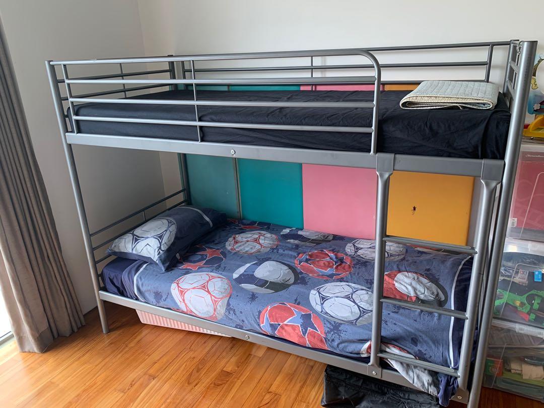 IKEA Bunk bed with mattresses, Furniture & Home Living, Furniture, Bed