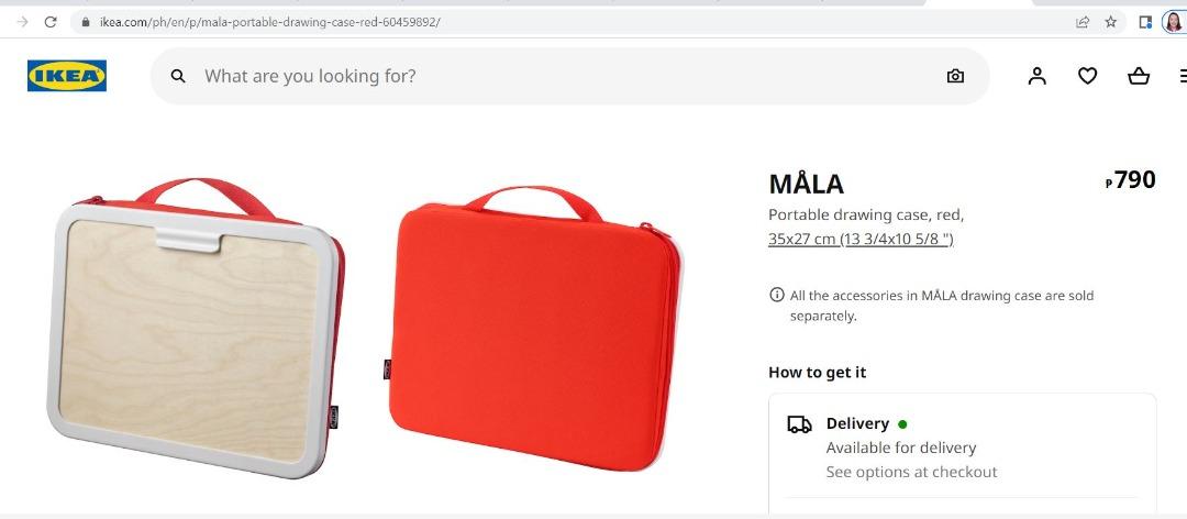IKEA Mala Portable Drawing Case Kids Gift Educational Case Red