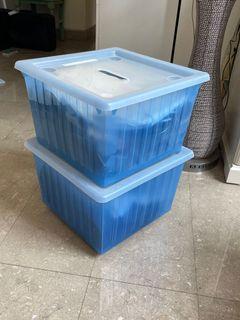 IKEA Swivel Movable Storage Box Vessla |Blue Translucent See Through | With Lid | Blue | Storage Unit | Packing | Box | Children Room | Store room | Stackable