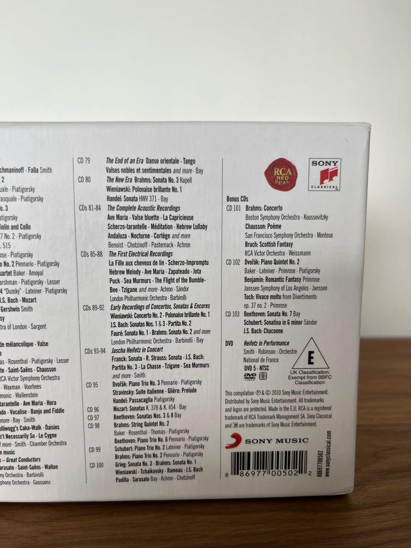 Jascha Heifetz 限量版Limited Edition Boxset 共103隻CD 加一隻DVD 