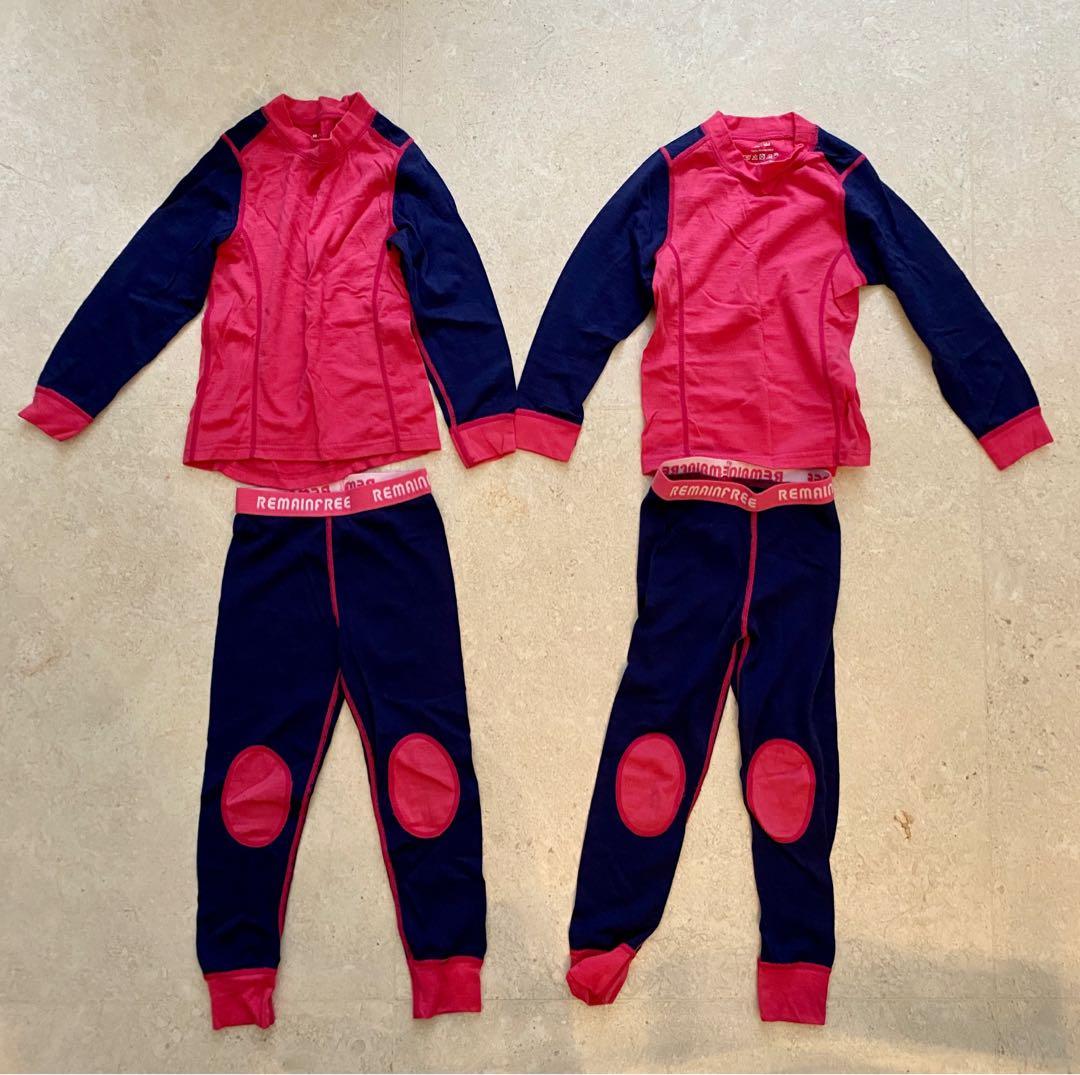 Kids children ski wear thermal merino wool ski base layer