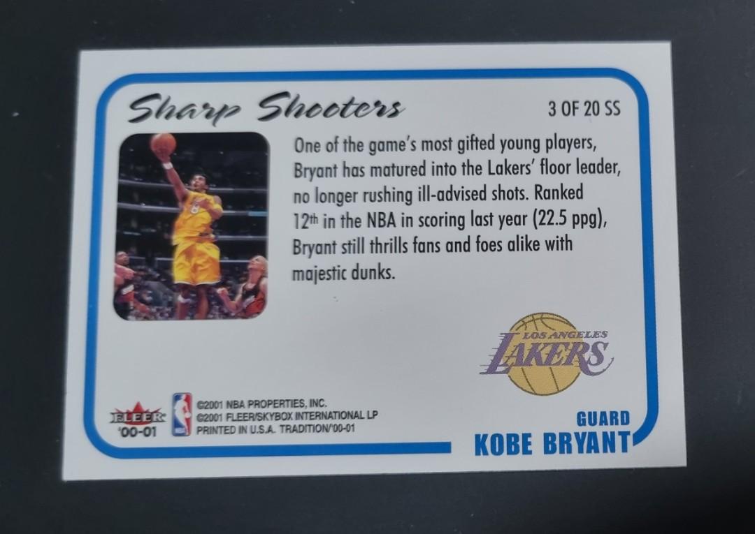 Kobe Bryant Fleer Tradition Sharp Shooters Card (Category: Raw Singles) located in Pasig City. Submitted by MaryandXaviersCorner (Listing ID 1176236730, Image 2). Description: .