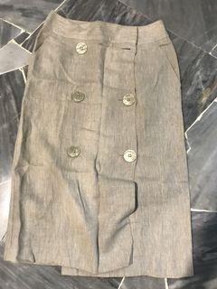 Marks & Spencer beige white work skirt a line office wear with buttons
