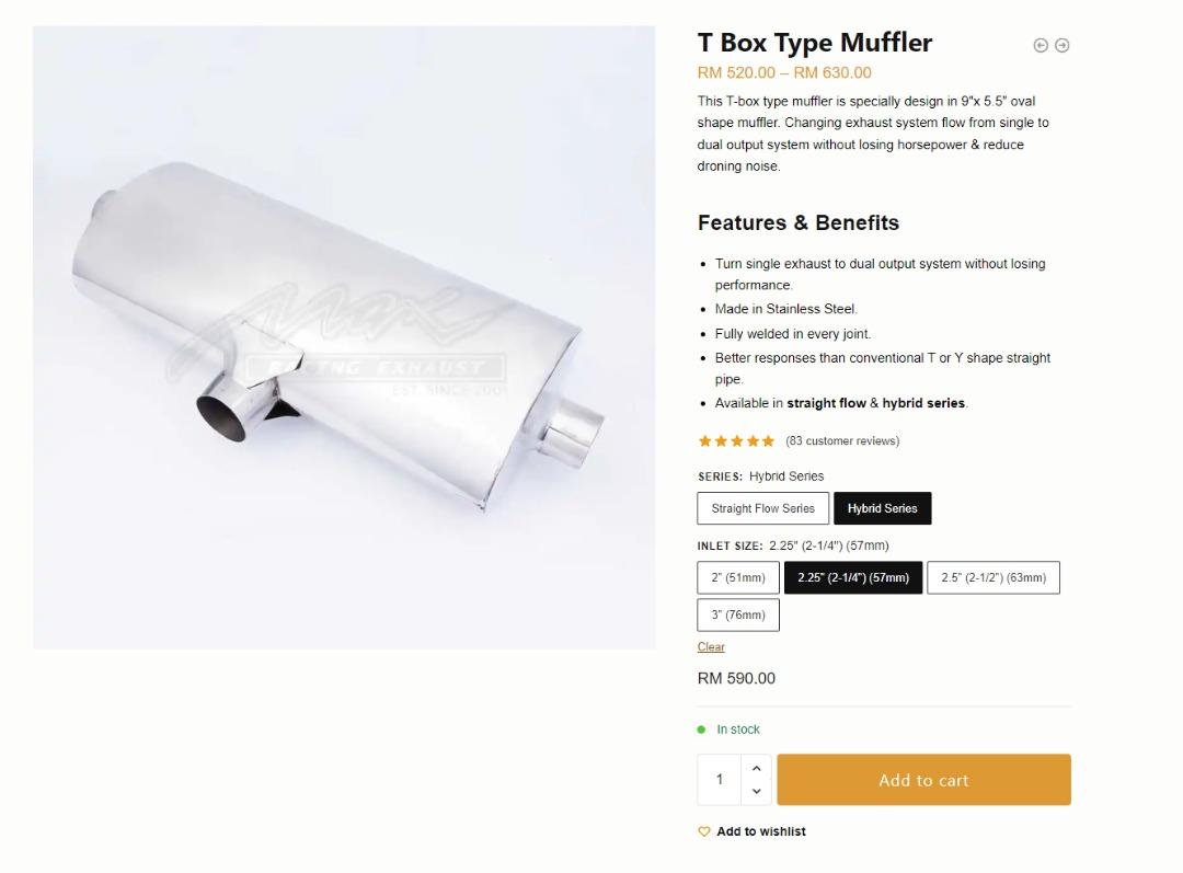 Max Racing resonator & muffler set, Auto Accessories on Carousell