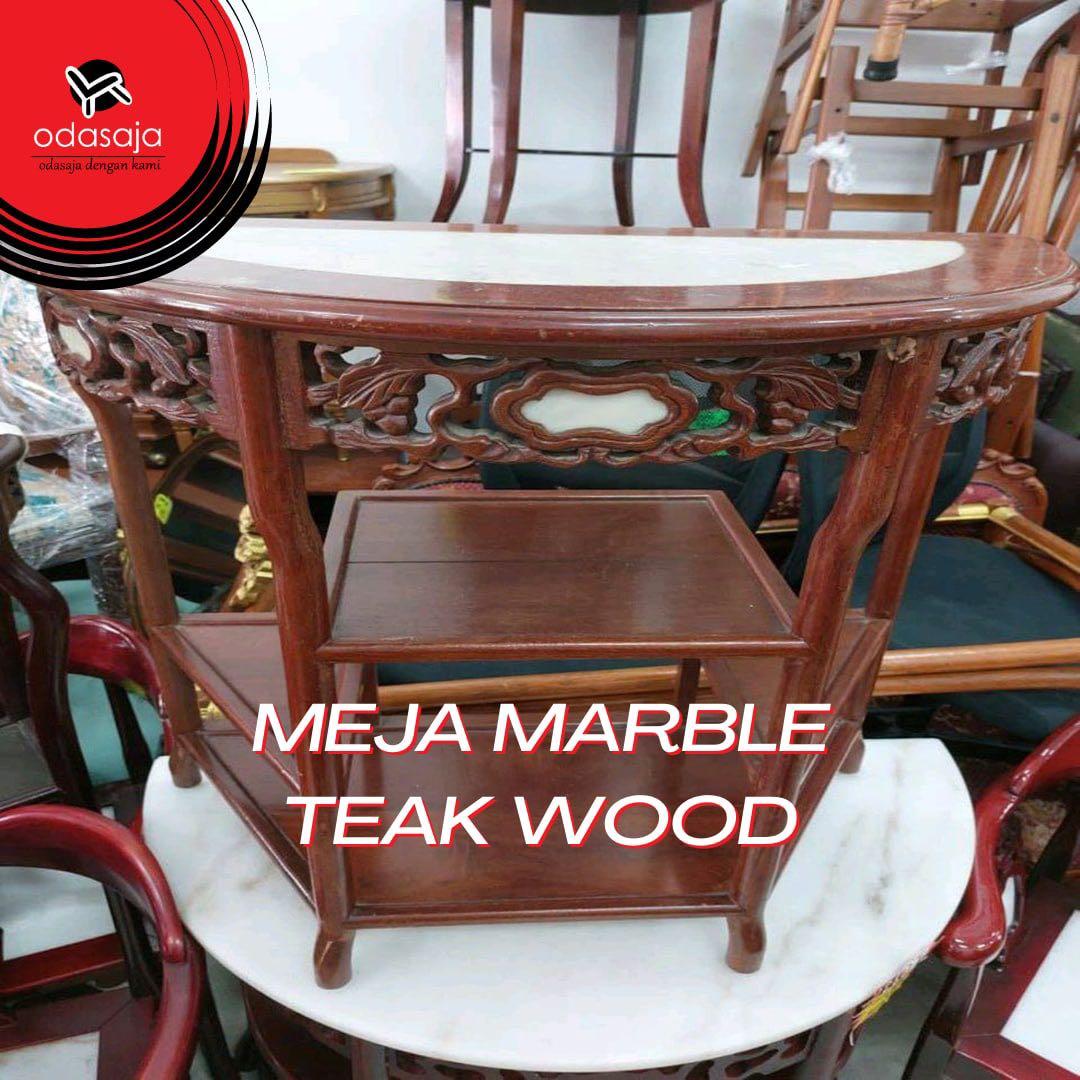 Meja Marble Teak Wood, Furniture & Home Living, Furniture, Tables