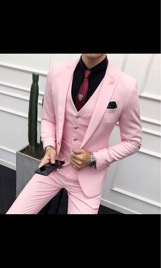 Mens pink suit on sale vest
