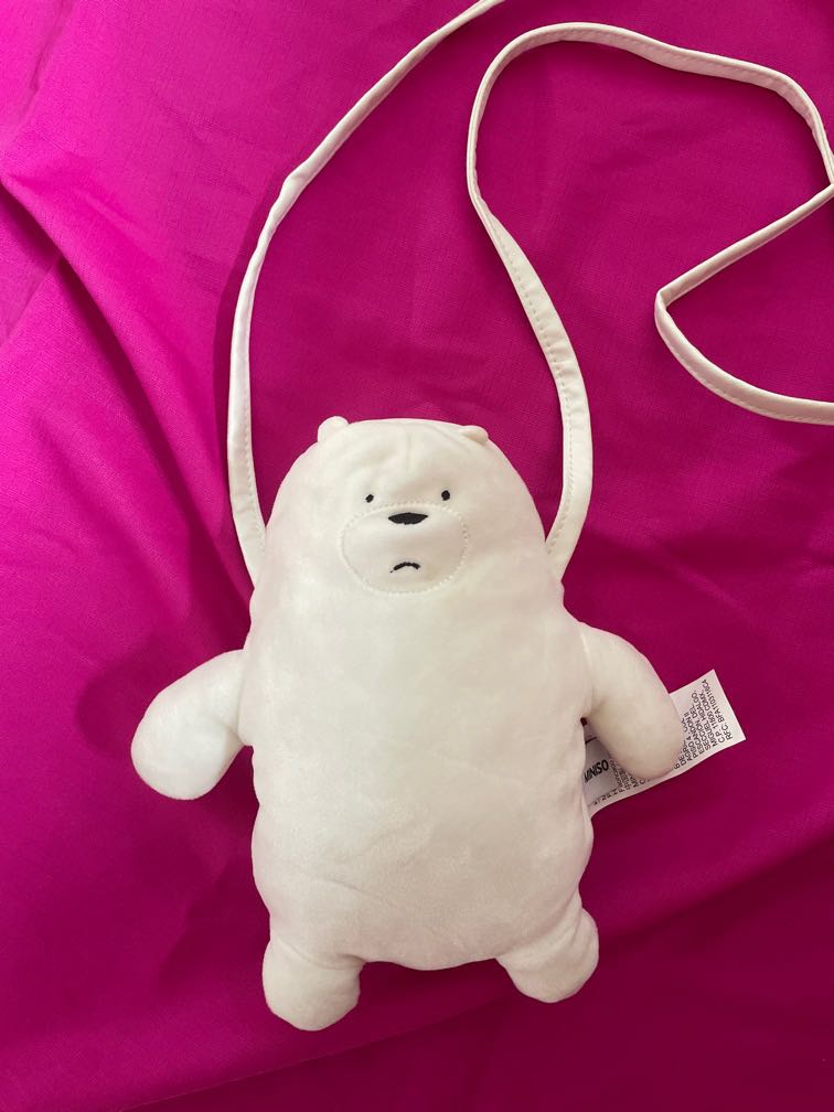 miniso white we bare bears sling bag, Fesyen Wanita, Tas & Dompet di