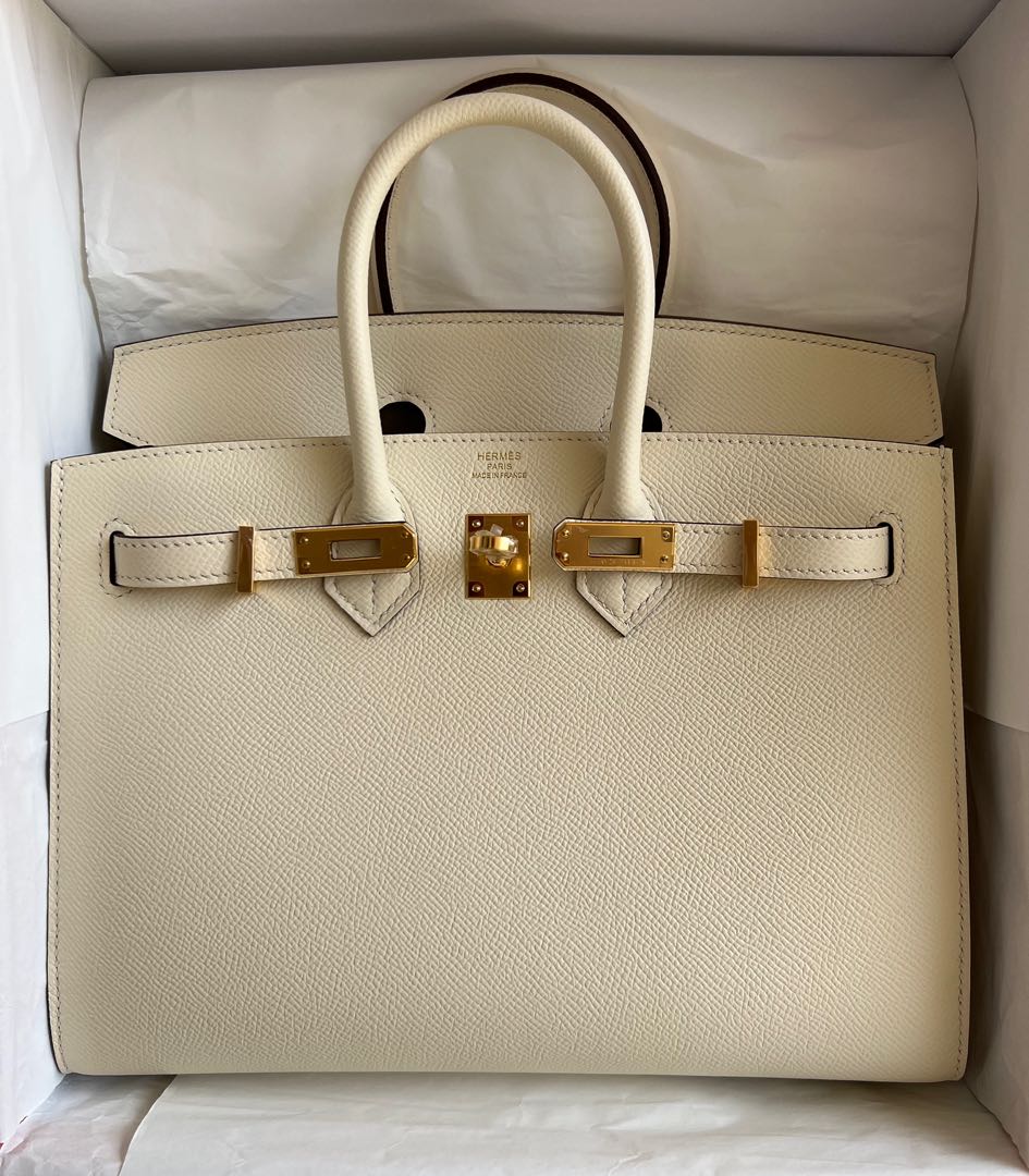 tas handbag Hermes Birkin 25 Nata Epsom Sellier Bag GHW #U Handbag
