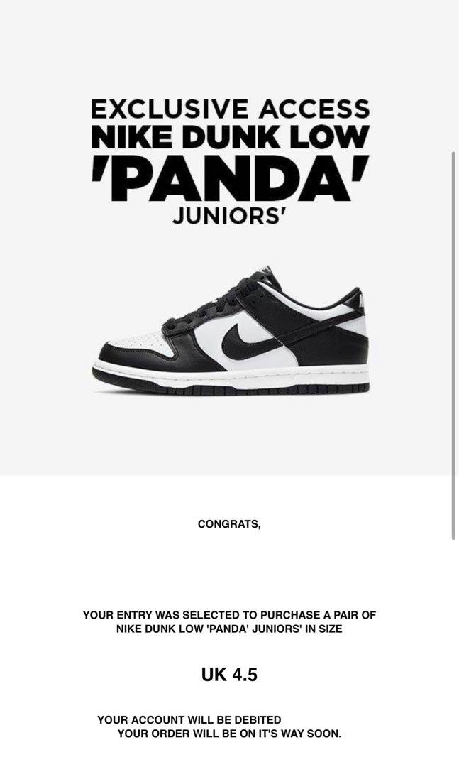 Nike dunk Low Junior Panda, Women's Fashion, Footwear, Sneakers on ...
