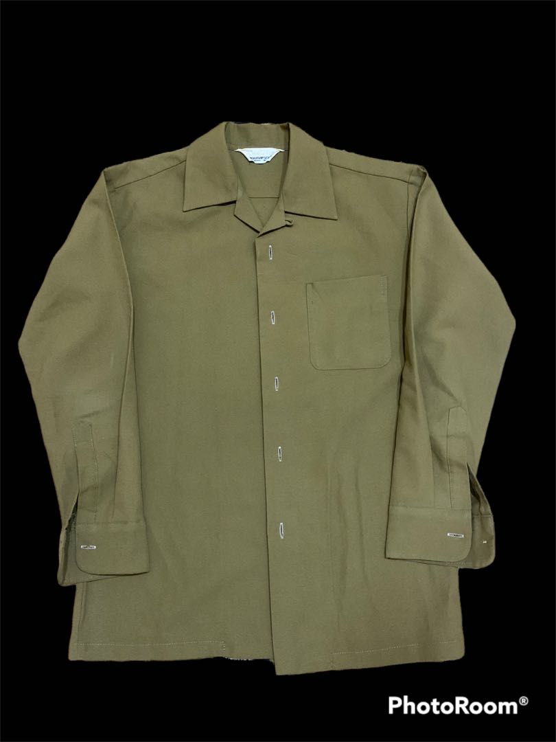 Olive Button Up, Men's Fashion, Tops & Sets, Tshirts & Polo Shirts on