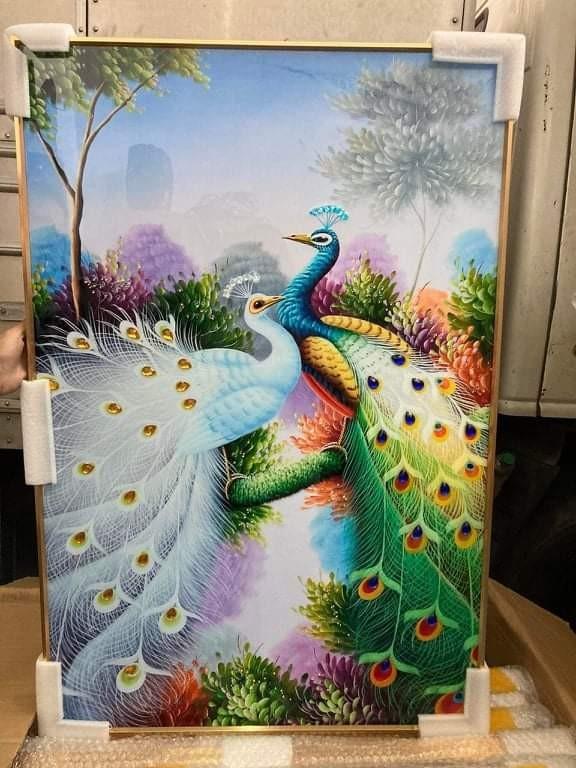 Peacock wall frame, wall decor, wall furniture (Category: Wall Decor) located in Manila. Submitted by aquarianworld (Listing ID 1176106869, Image 1). Description: Size: 60x90cm Material: Tempered with crystal/diamond attached on it ❌no glass frame covered ⭐️PM us the design that you would like to order.