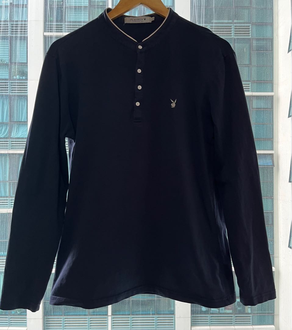Playboy button down long sleeves Men s Fashion Tops Sets Tshirts Polo Shirts on Carousell