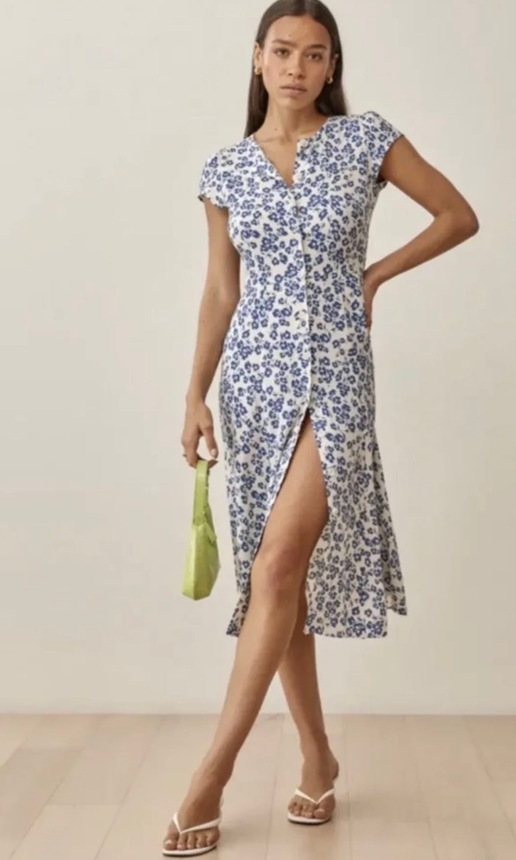 Fauna front button shop midi dress reformation