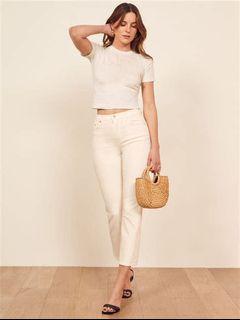 Reformation Liza High Straight Crop Jeans in Ivory (SIZE 27-28)