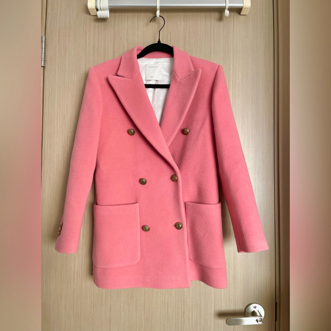 Sandro pink coat sale
