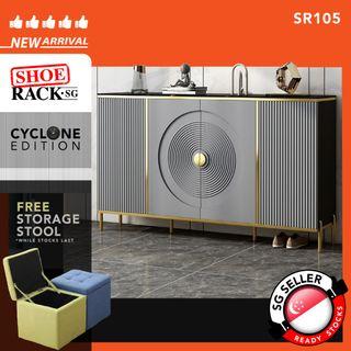 [FULLY ASSEMBLED] SR-105 CYCLONE Edition [GREY / GOLD] Shoe Rack / Shoe Cabinet / Shoe Shelves