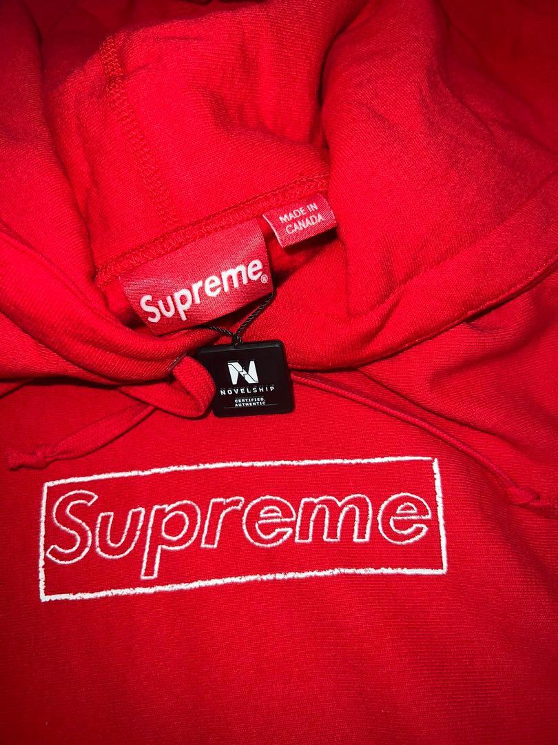 supreme hoodie kaws red original, Men's Fashion, Tops & Sets, Hoodies on  Carousell