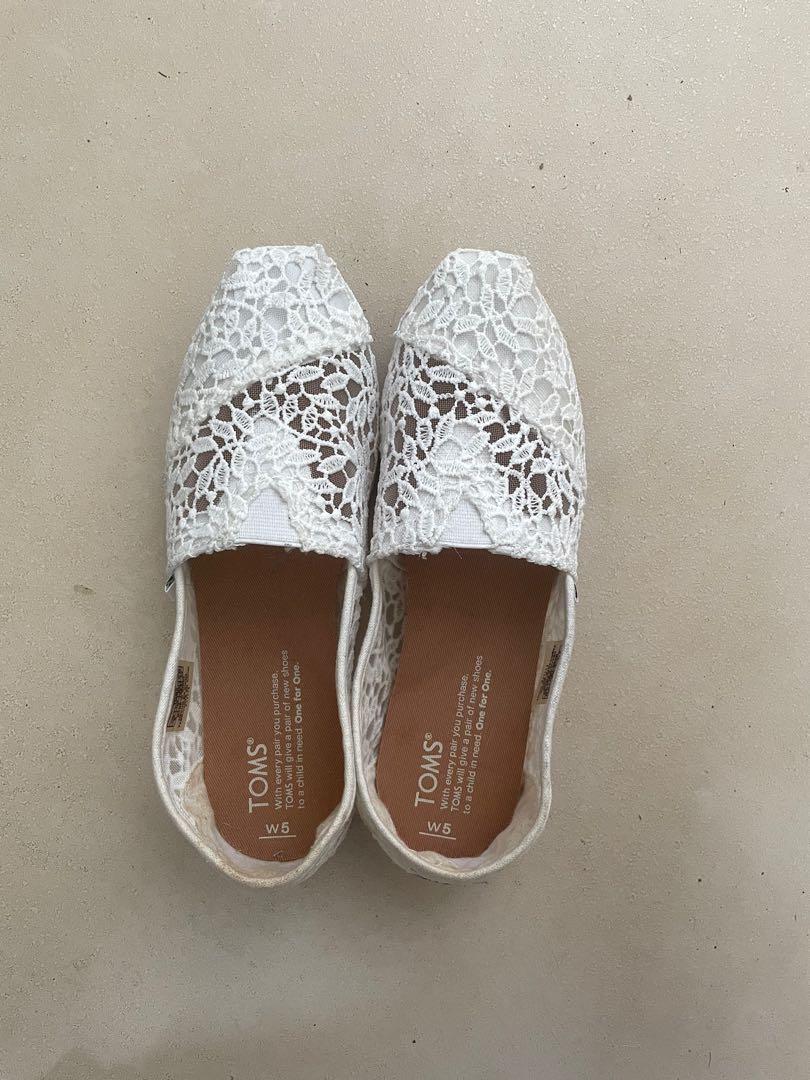 Toms white lace shoes hot sale