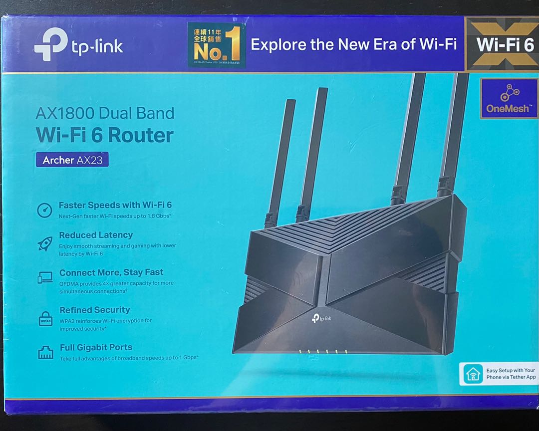 TP Link AX1800 wifi6 router, brand new, 電腦＆科技, 電腦周邊及配件, Wifi及上網相關產品