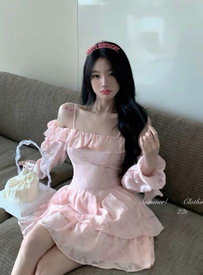 Ulzzang pink dress deals