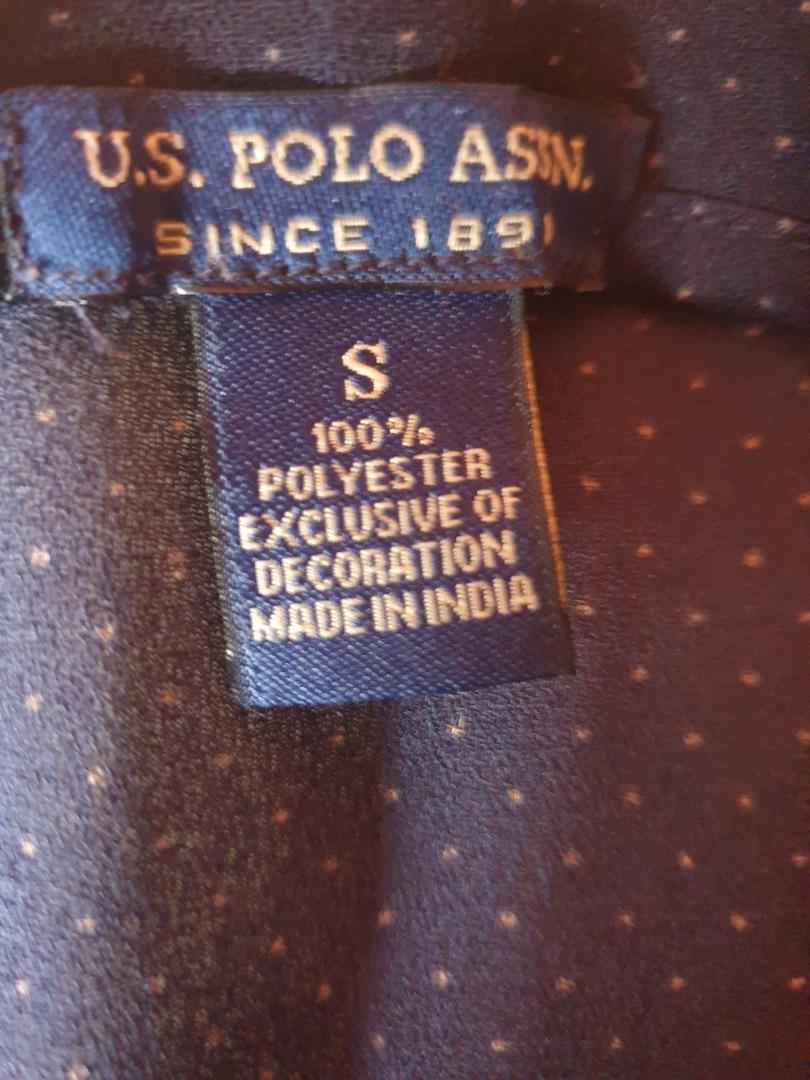 US Polo ASSN Blue Button Down Dress (Category: Dresses) located in Baguio. Submitted by formorecravings (Listing ID 1176056761, Image 2). Description: Like new! Small dotted style Shoulder length: 14in Sleeves length: 17in Chest width: 17in Waist: 27in; can be cinched with ribbon Length: 34in.