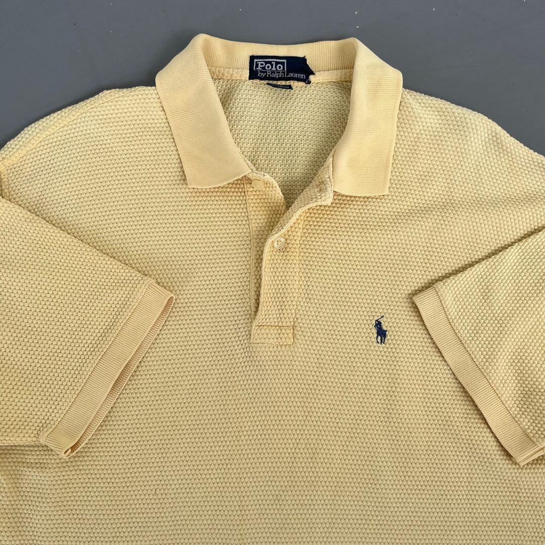 Vintage Ralph Lauren Waffle Yellow Polo Tee Shirt, Men's Fashion, Tops &  Sets, Tshirts & Polo Shirts on Carousell