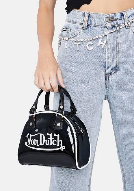 y2k authentic black von dutch mini bowler bag Women s Fashion