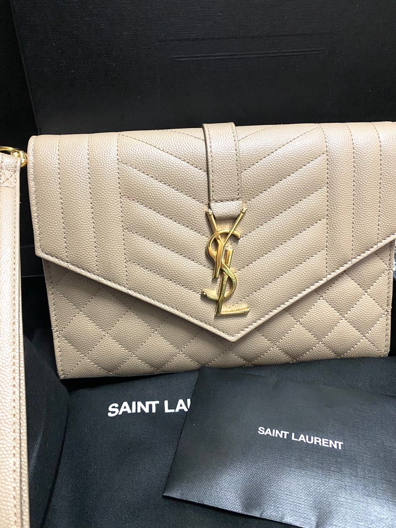 Ysl clutch shop bag nude