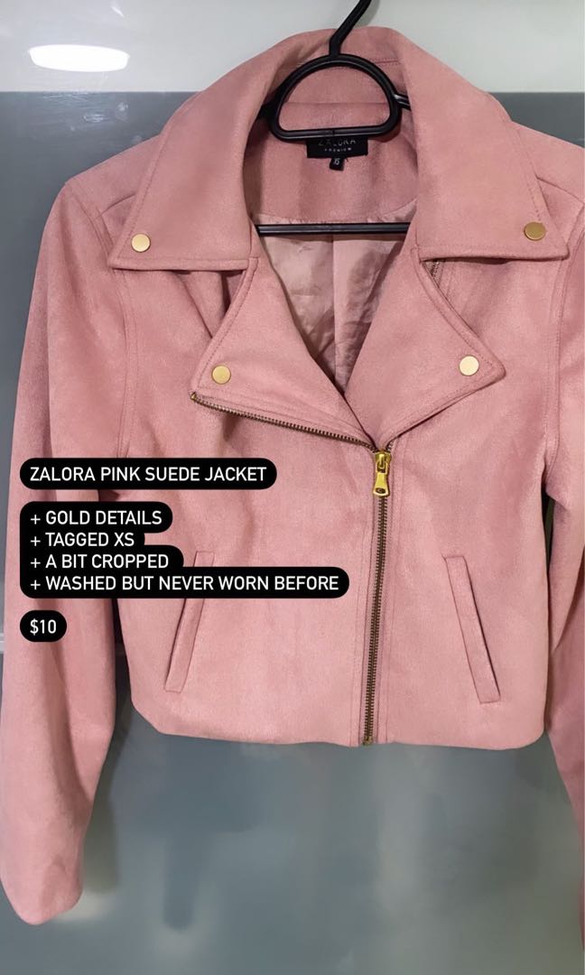 ZALORA PINK SUEDE JACKET Women s Fashion Coats Jackets and Outerwear on Carousell