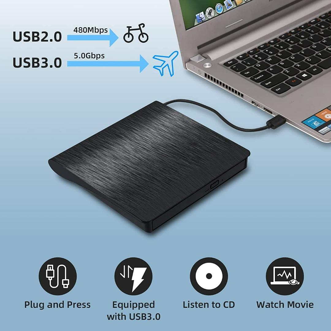 [1464] External DVD CD pop out external drive, USB 3.0 with free USB C