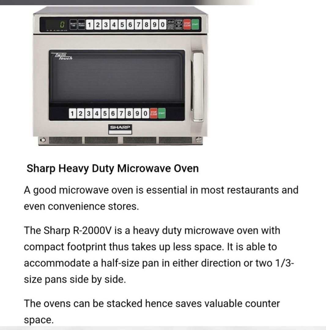 R2000V Sharp Heavy Duty Microwave Oven, TV & Home Appliances, Kitchen