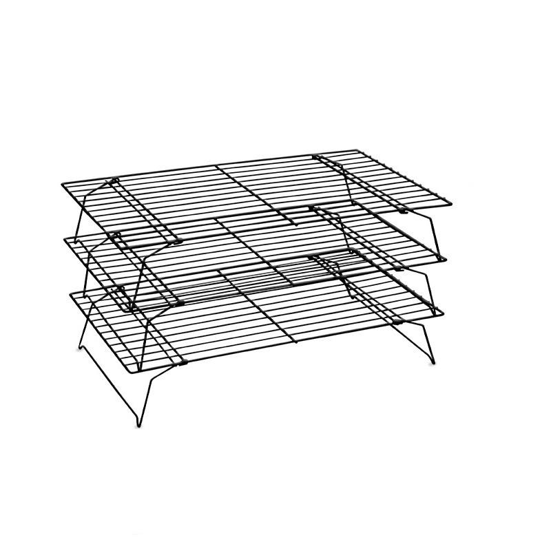 3pcs Separated Collapsible Stackable Non Stick Cooling Rack Black Gold ...
