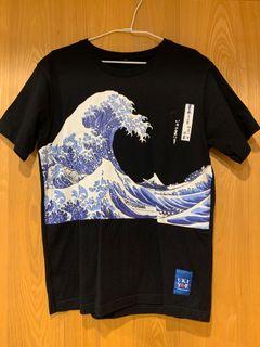 神奈川沖浪裏 印花短袖T-shirt  黑 