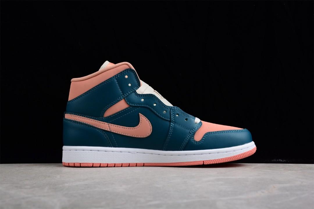 Air Jordan 1 Mid 'Dark Teal& Salmon', Women's Fashion, Footwear