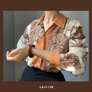A.K.O CHI 《華麗馬頭》尖領印花襯衫