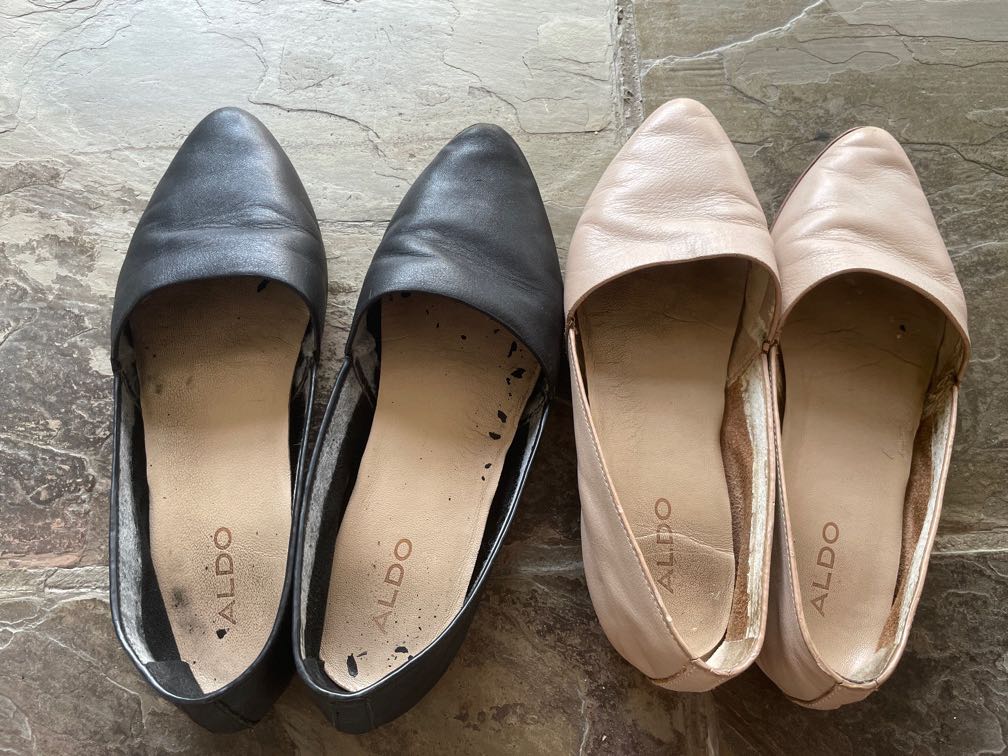 Aldo leather flats black and beige Women s Fashion Footwear