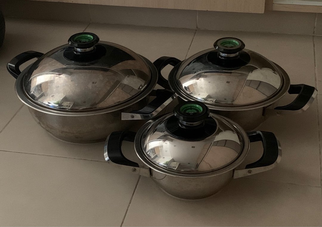 AMC stainless pots(3 sizes), Furniture & Home Living, Kitchenware