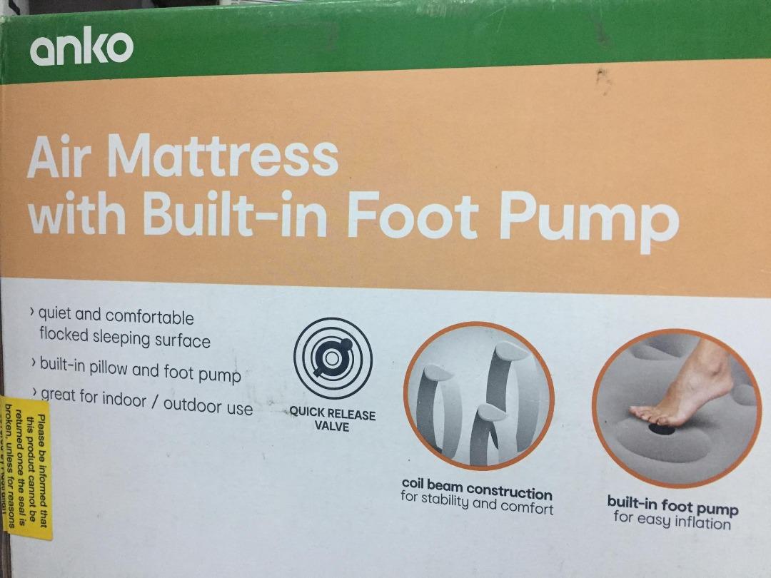 Anko Air Mattres with Built in Foot Pump, Furniture & Home Living