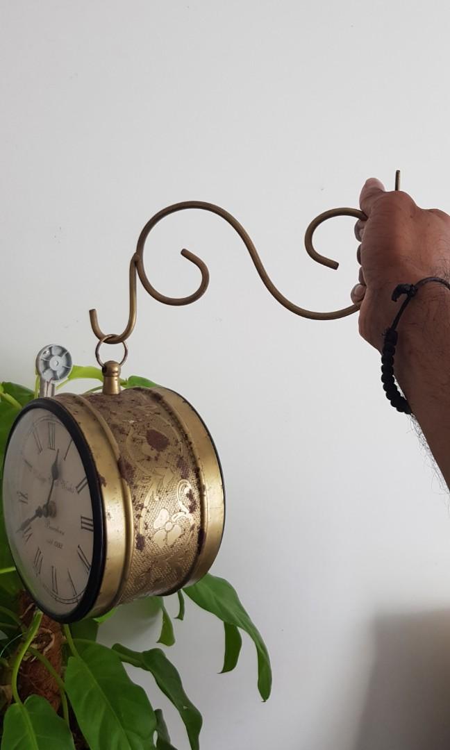 Antique finish two sided clock, Furniture & Home Living, Home Decor