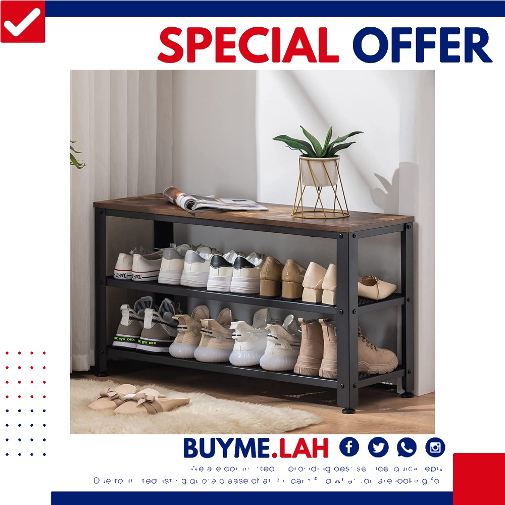 APICIZON Shoe Bench, 3-Tier 35.5 Inches Shoe Rack for Entryway with ...