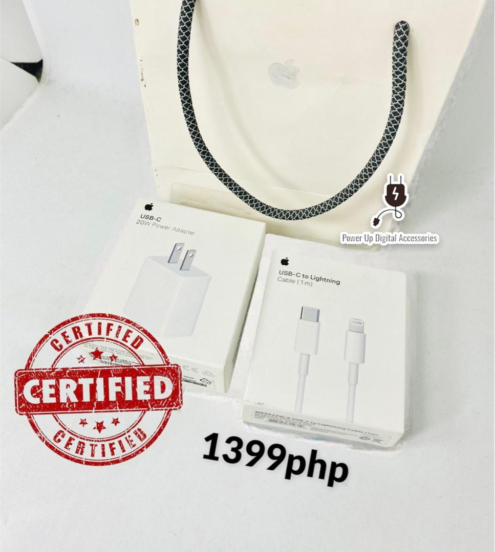 Apple Certified💯Original 20W Adapter 18W Adapter Type C Cable USB C Cord 1m Cable/2m Cable iPhone (Category: Chargers & Cables) located in Quezon City. Submitted by camille96 (Listing ID 1179725303, Image 1). Description: Original Apple Guaranteed ☑️ PRICE LIST Adapter •20 watts adapter-999php •18 watts adapter- 950php •12 watts adapter- 850php Cable •Usb-C to Lightning(Type C Cable)- 850php •1m cable Lightning to Usb- 790php •2m cable Lightning