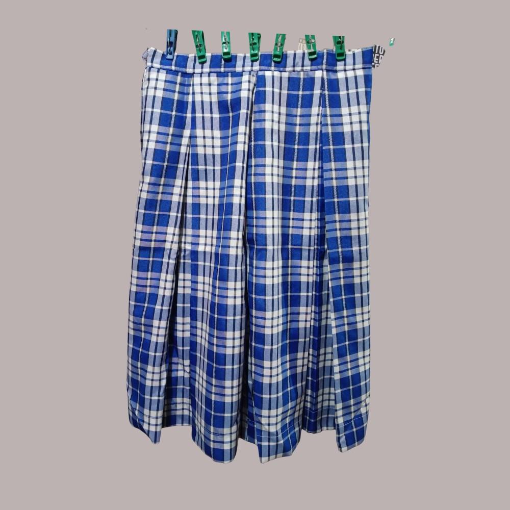Blue and white checkered school uniform skirt (Adamson University