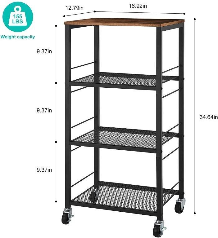 [BML] Kitchen Island Cart with Wheels and Storage 4 Tier Baker's Rack