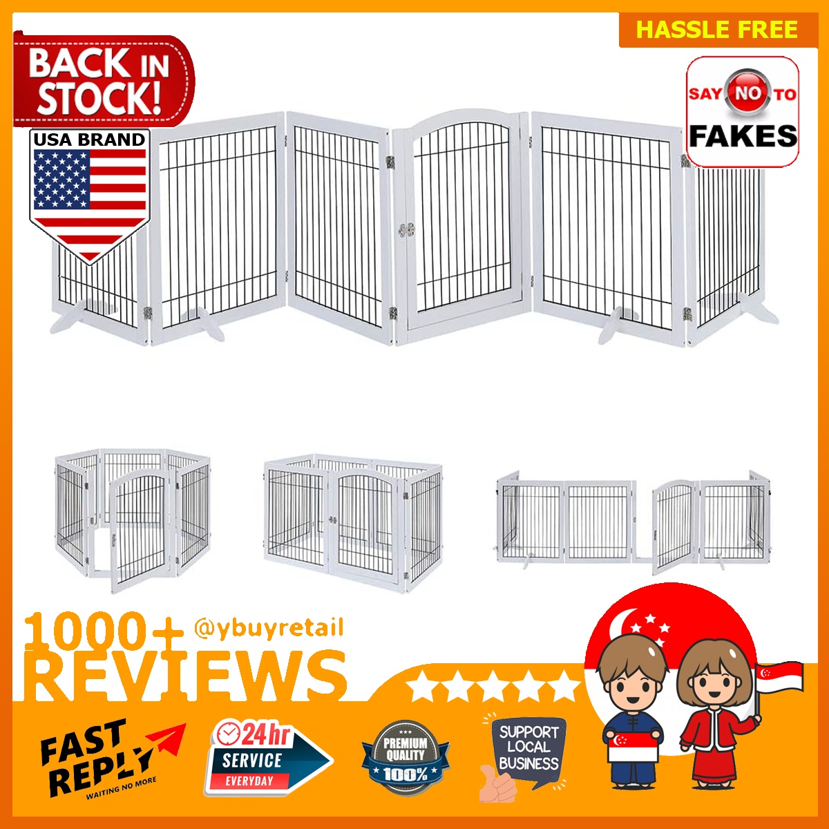 [BML] unipaws Pet Playpen with Wood and Wire, 6 Panels Extra Wide